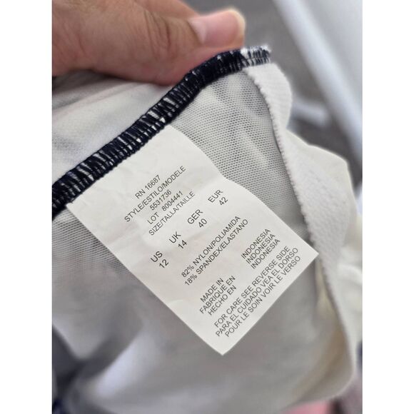 Swim Solutions Blue Floral Stretch Tummy Control One Piece Swimsuit Size 12 NEW - Picture 8 of 8